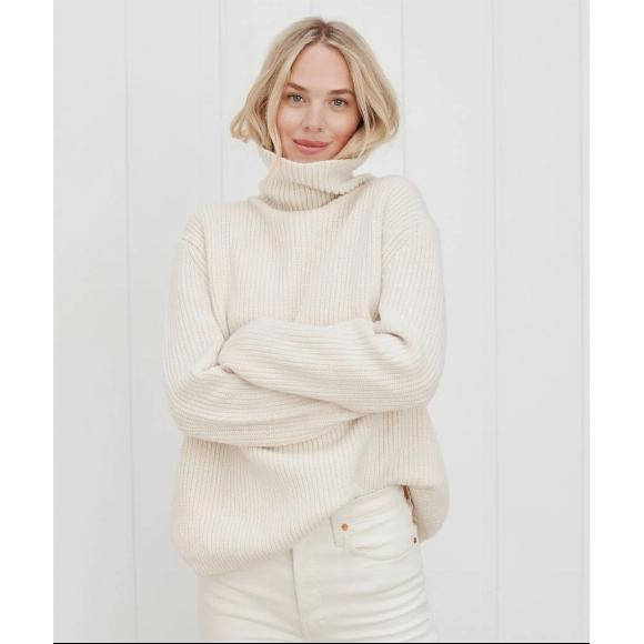 Jenni Kayne Sweaters - JENNI KAYNE Ribbed Cashmere Turtleneck Sweater In Ivory Size M